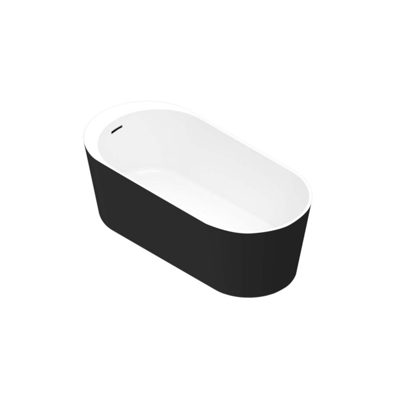 Fritstående akrylbadekar GoodHome Huron 170 x 75 cm oval sort/hvid