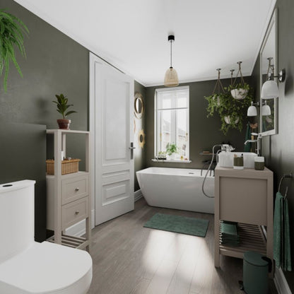 Fritstående akrylbadekar GoodHome Huron 180 x 80 cm oval hvid