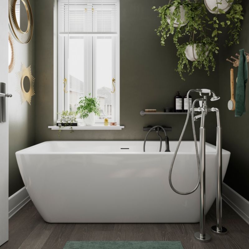 Fritstående akrylbadekar GoodHome Huron 180 x 80 cm oval hvid