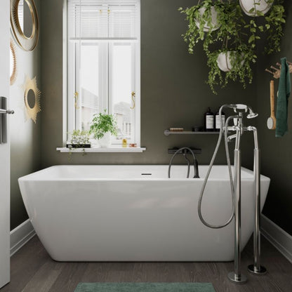 Fritstående akrylbadekar GoodHome Huron 180 x 80 cm oval hvid