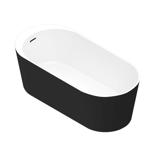 Fritstående akrylbadekar GoodHome Huron 180 x 80 cm oval sort/hvid
