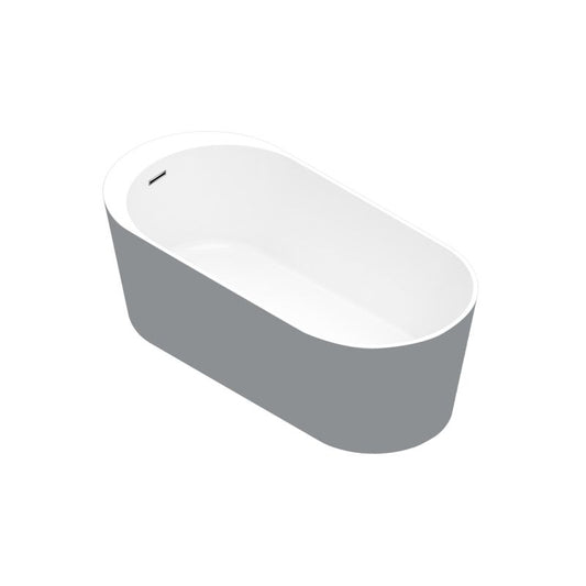 Fritstående akrylbadekar GoodHome Huron 180 x 80 cm oval grå/hvid