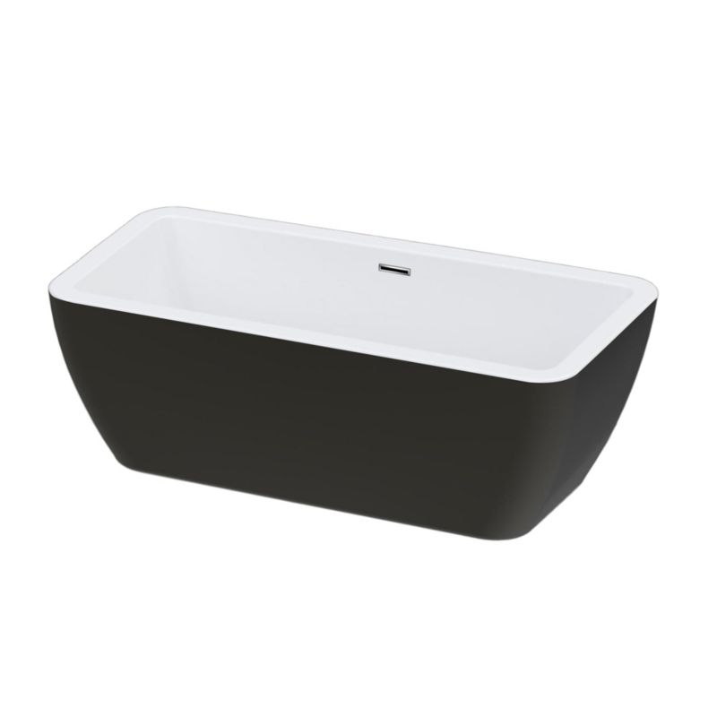 Fritstående akrylbadekar GoodHome Merkys 170 x 75 cm sort / hvid