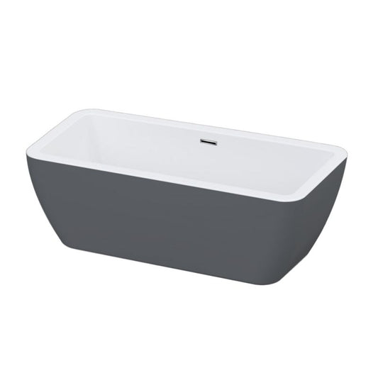 Fritstående akrylbadekar GoodHome Merkys 170 x 75 cm grå / hvid
