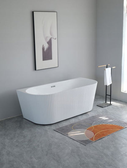 Fritstående badekar 180x80 cm Hvid, Riflet