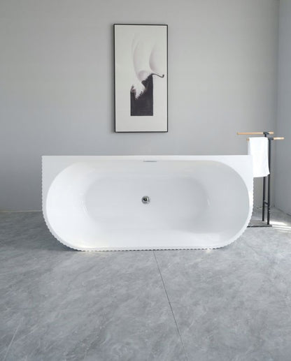 Fritstående badekar 180x80 cm Hvid, Riflet