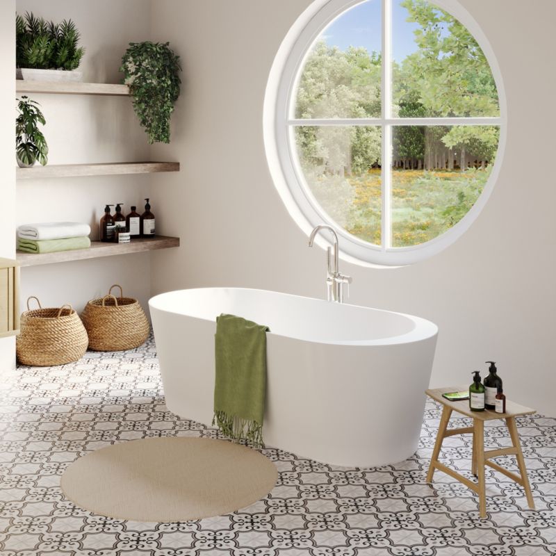 GoodHome Huron fritstående oval badekar 170 x 75 cm hvid