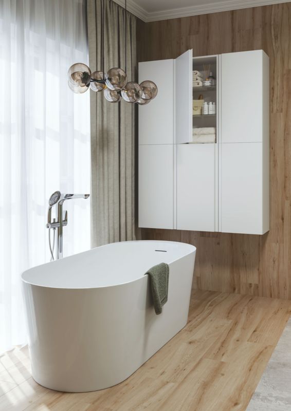 GoodHome Huron fritstående oval badekar 170 x 75 cm hvid