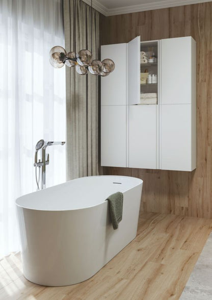 GoodHome Huron fritstående oval badekar 170 x 75 cm hvid