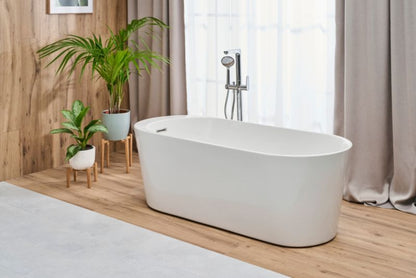 GoodHome Huron fritstående oval badekar 170 x 75 cm hvid