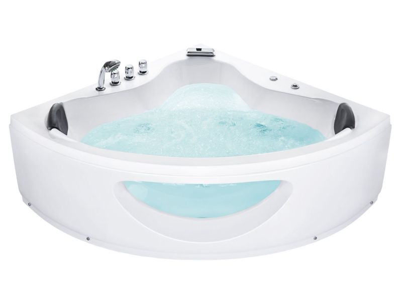 Hjørnebadekar med LED og hydromassage 190 x 140 cm hvid Tocoa 1 stk.