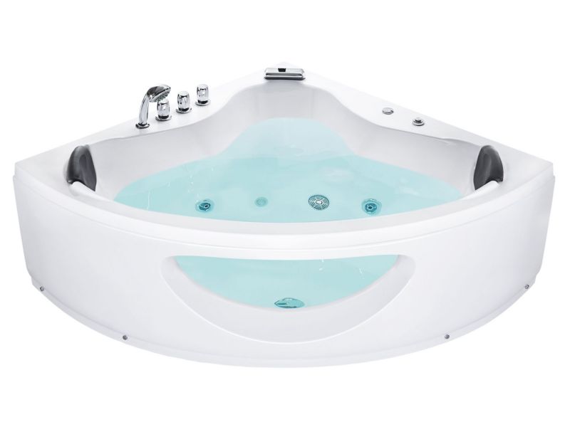 Hjørnebadekar med LED og hydromassage 190 x 140 cm hvid Tocoa 1 stk.