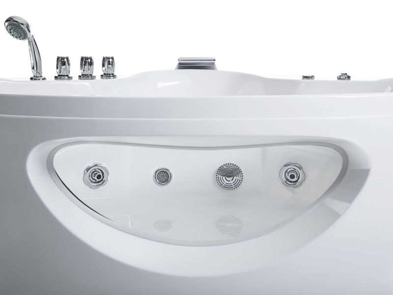Hjørnebadekar med LED og hydromassage 190 x 140 cm hvid Tocoa 1 stk.
