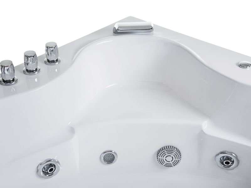 Hjørnebadekar med LED og hydromassage 190 x 140 cm hvid Tocoa 1 stk.