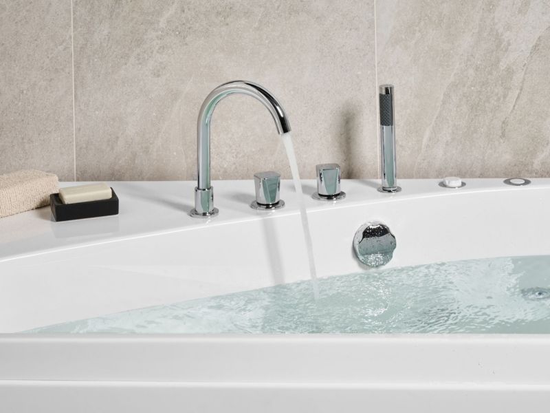 Hjørnebadekar med Hydromassage LED Caura Højrevendt 175 x 80 cm Hvid