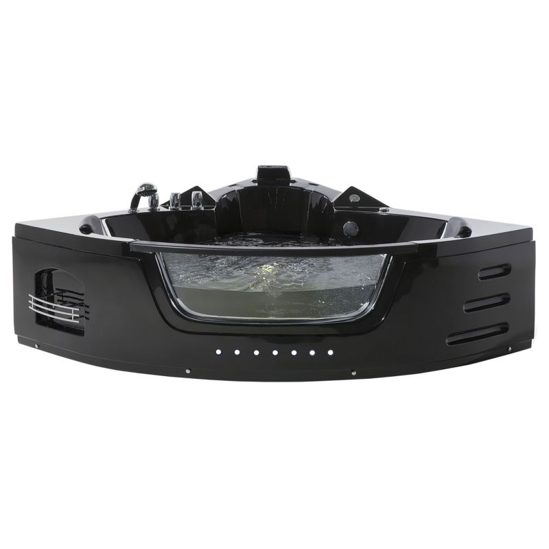 Hjørnebadekar med Hydromassage LED Martinica 198 x 144 cm Sort