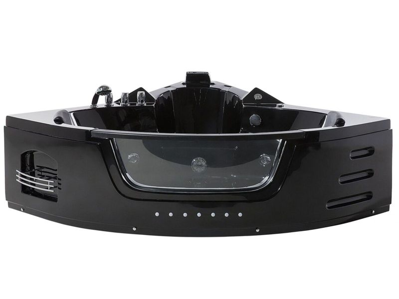 Hjørnebadekar med Hydromassage LED Martinica 198 x 144 cm Sort