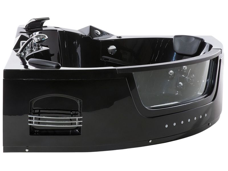 Hjørnebadekar med Hydromassage LED Martinica 198 x 144 cm Sort