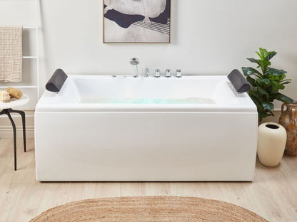 Hjørnebadekar med Hydromassage og LED Montego 172 x 83 cm Hvid