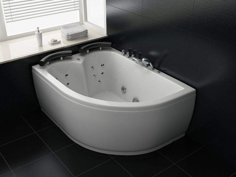Hjørnebadekar med Hydromassage LED Paradiso Højrevendt 155 x 110 cm Hvid