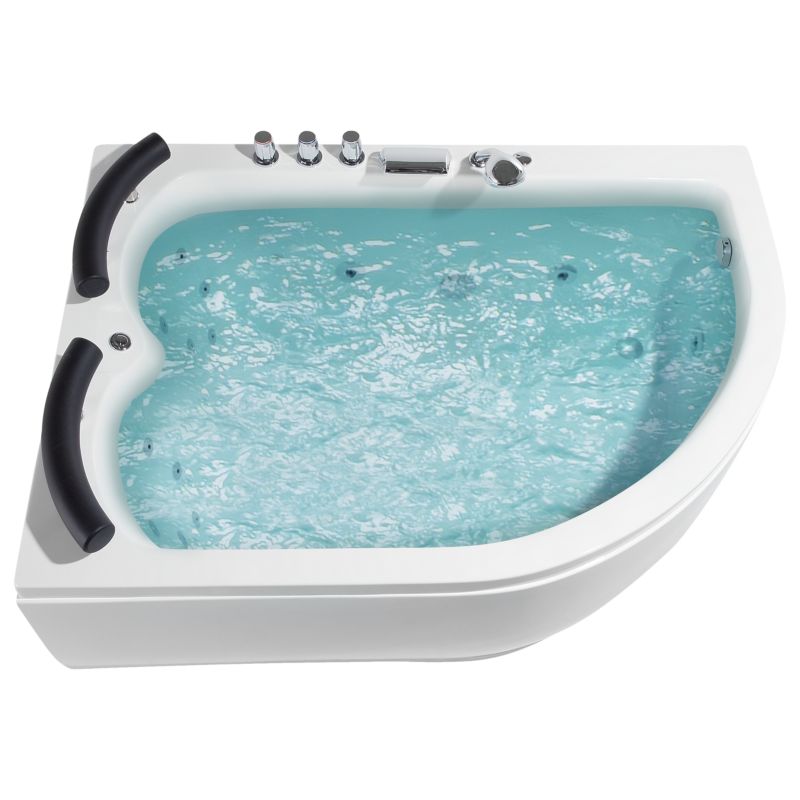 Hjørnebadekar med Hydromassage LED Paradiso Højrevendt 155 x 110 cm Hvid