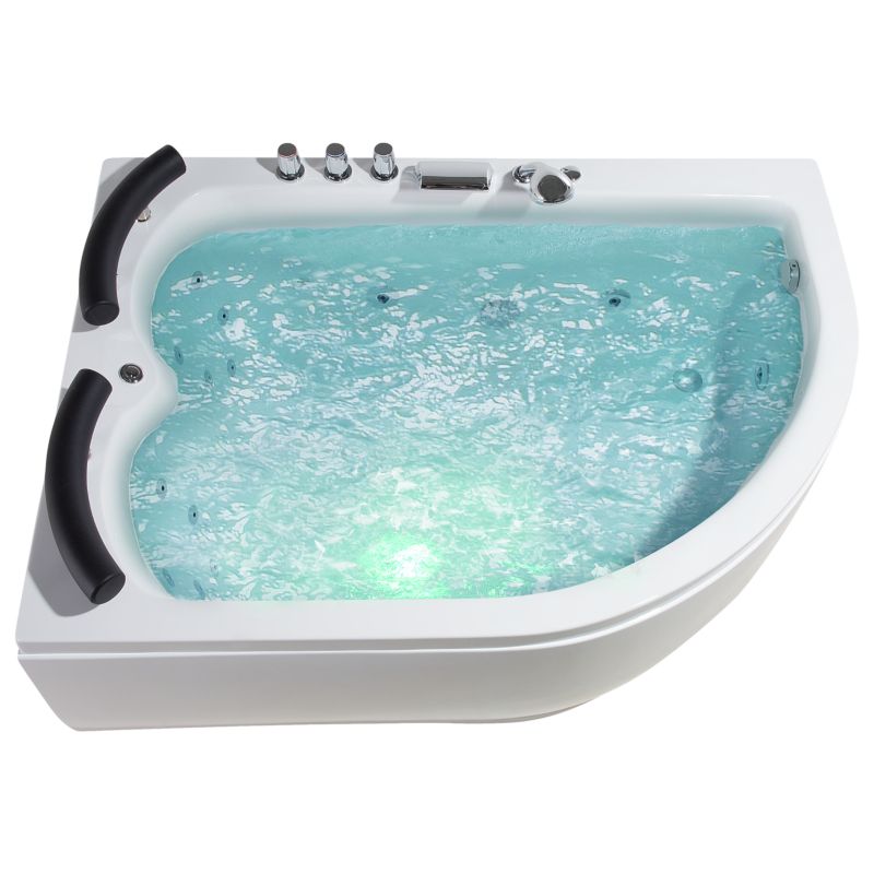 Hjørnebadekar med Hydromassage LED Paradiso Højrevendt 155 x 110 cm Hvid