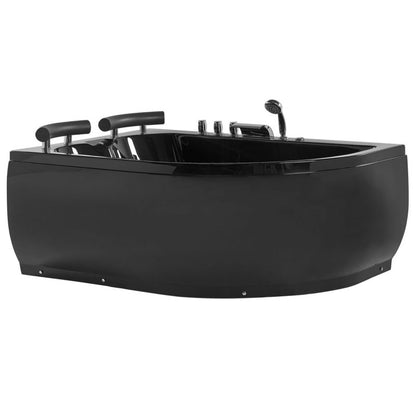 Hjørnebadekar med Hydromassage LED Paradiso Højrevendt 158 x 113 cm Sort