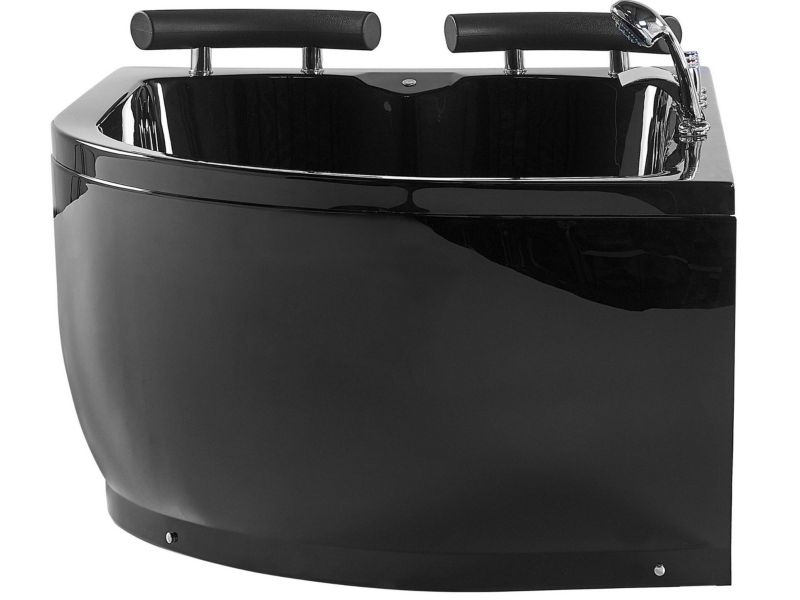 Hjørnebadekar med Hydromassage LED Paradiso Højrevendt 158 x 113 cm Sort