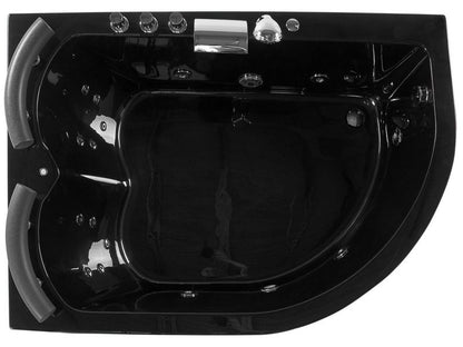 Hjørnebadekar med Hydromassage LED Paradiso Højrevendt 158 x 113 cm Sort