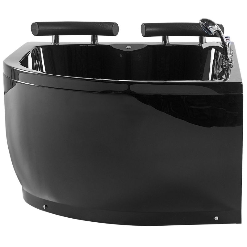 Hjørnebadekar med Hydromassage LED Paradiso Højrevendt 158 x 113 cm Sort