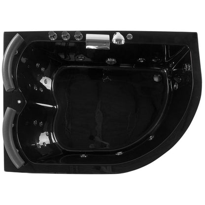 Hjørnebadekar med Hydromassage LED Paradiso Højrevendt 158 x 113 cm Sort