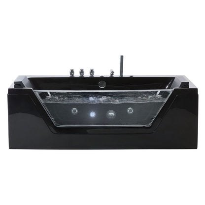 Hjørnebadekar med Hydromassage og LED 153 x 71 cm Sort