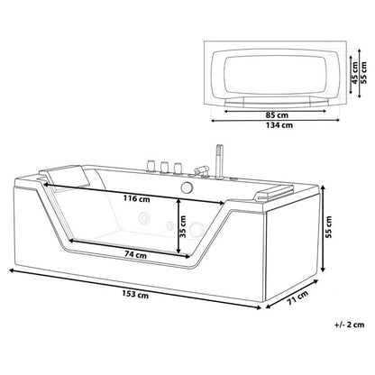 Hjørnebadekar med Hydromassage og LED 153 x 71 cm Sort