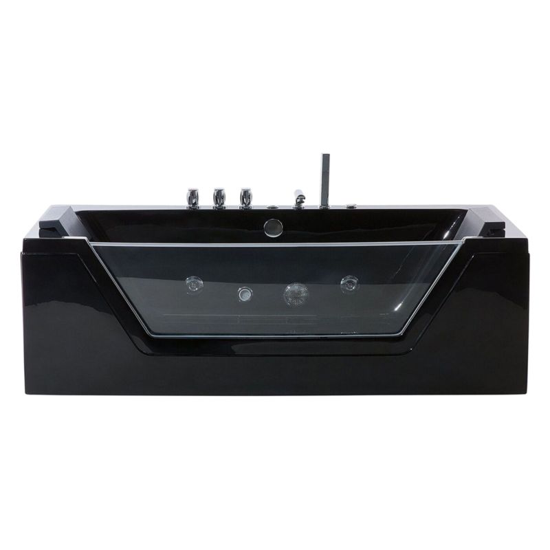 Hjørnebadekar med Hydromassage og LED 153 x 71 cm Sort