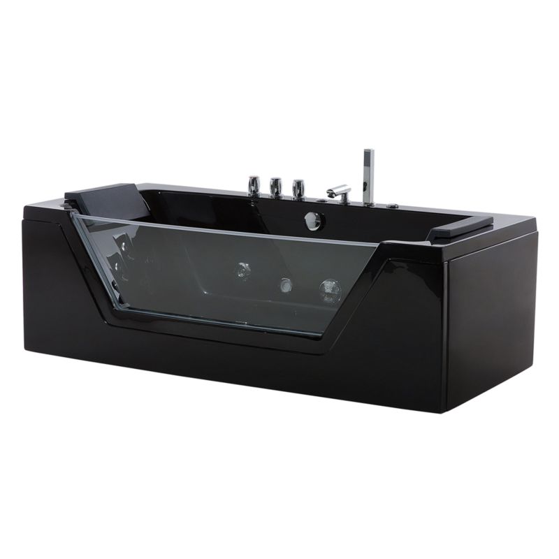 Hjørnebadekar med Hydromassage og LED 153 x 71 cm Sort