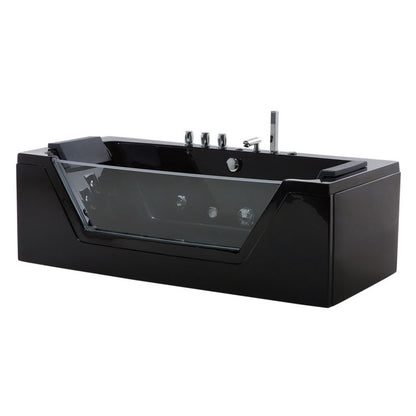 Hjørnebadekar med Hydromassage og LED 153 x 71 cm Sort