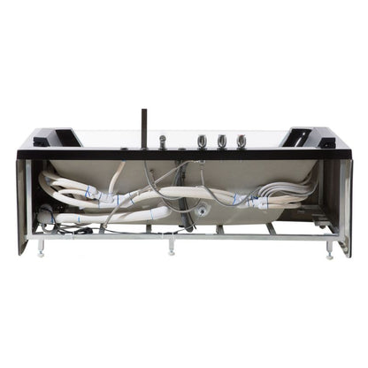 Hjørnebadekar med Hydromassage og LED 153 x 71 cm Sort