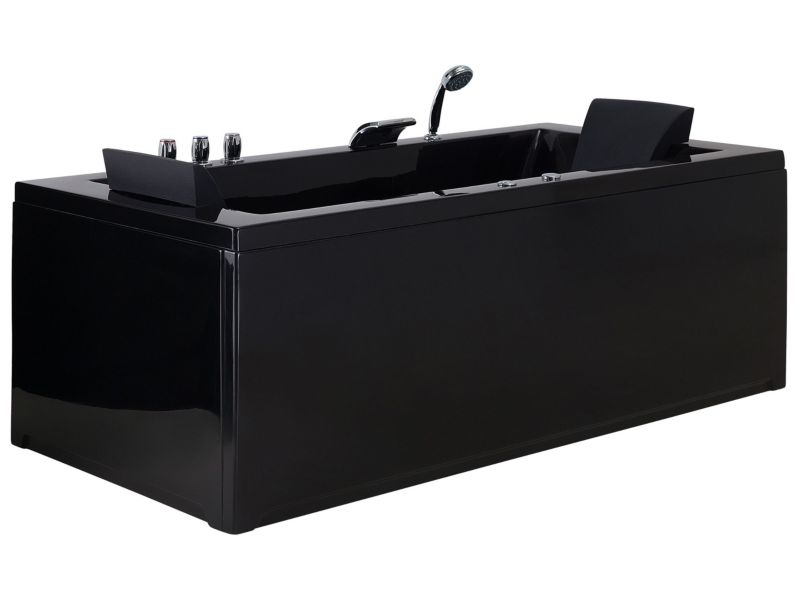 Hjørnebadekar med Hydromassage LED Varadero Venstrevendt 183 x 90 cm Sort