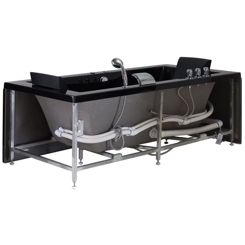 Hjørnebadekar med Hydromassage LED Varadero Venstrevendt 183 x 90 cm Sort