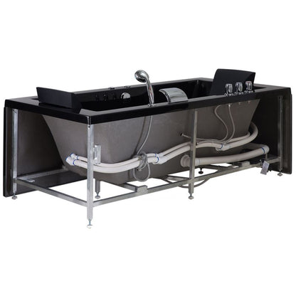Hjørnebadekar med Hydromassage LED Varadero Venstrevendt 183 x 90 cm Sort