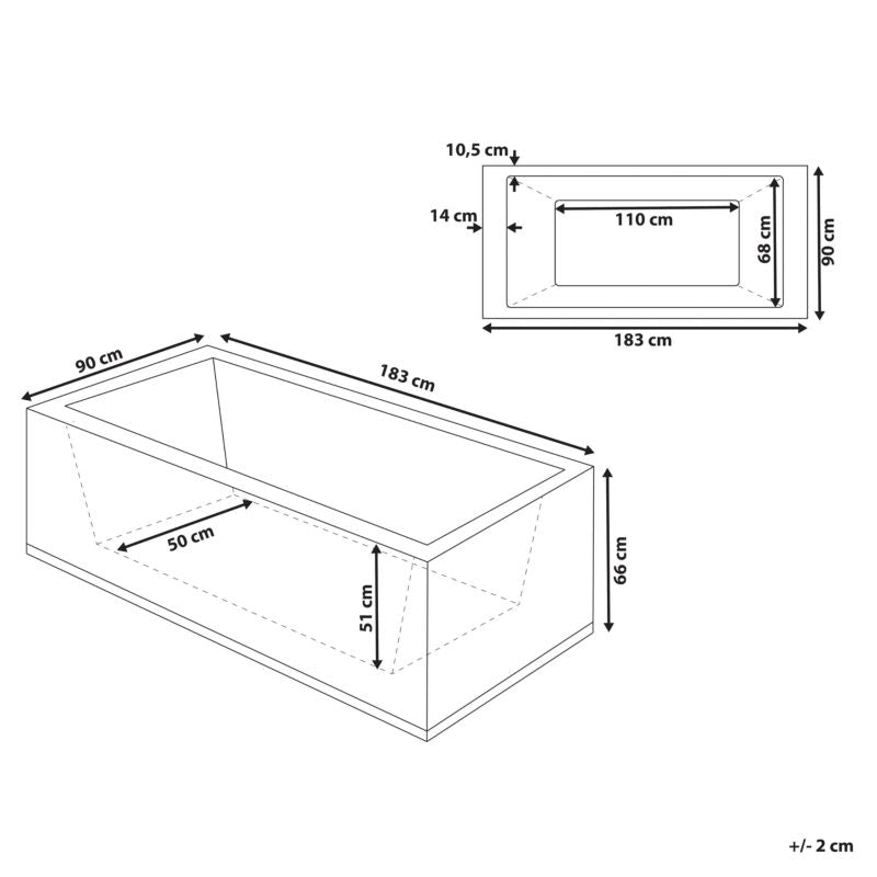 Hjørnebadekar med Hydromassage LED Varadero Højre 183 x 90 cm Hvid