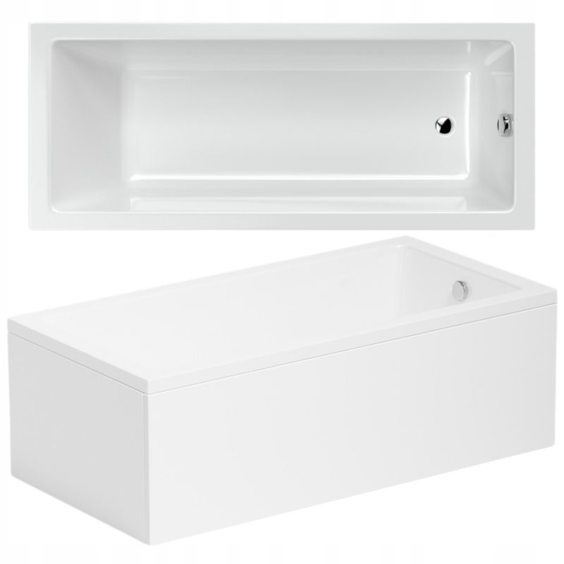 Rektangulært badekar Quattro Mini 130x70 cm hvid inkl. beklædning og sifon | 5904257441201