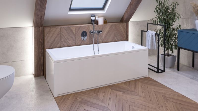 Rektangulært badekar Quattro Mini 130x70 cm hvid inkl. beklædning og sifon | 5904257441201