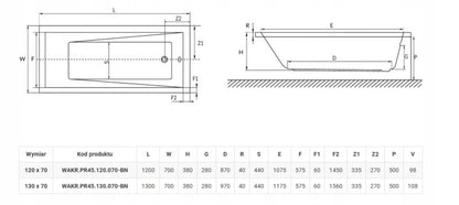Rektangulært badekar Quattro Mini 130x70 cm hvid inkl. beklædning og sifon | 5904257441201