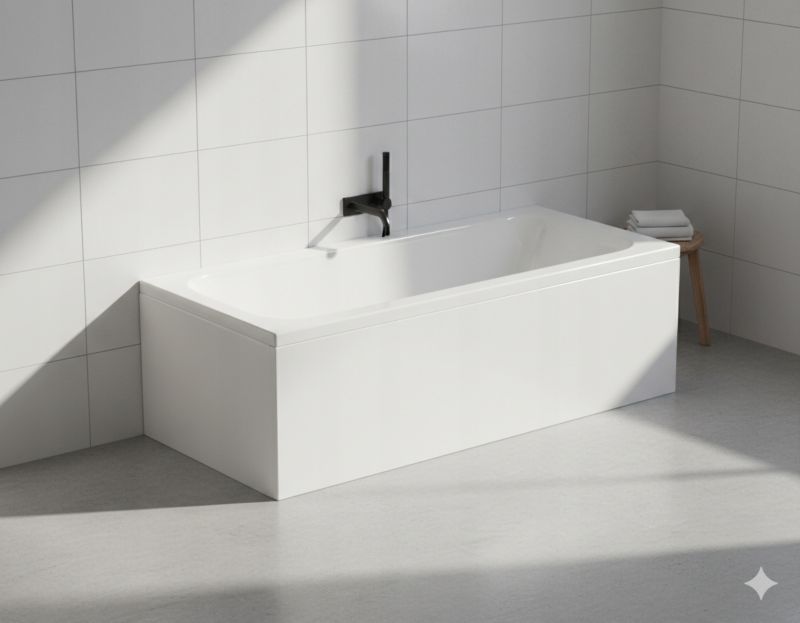 Rektangulært Badekar 140x70 cm med Beklædning Hvid Akryl Komplet Sæt