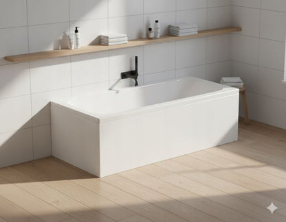 Rektangulært Badekar 140x70 cm med Beklædning Hvid Akryl Komplet Sæt