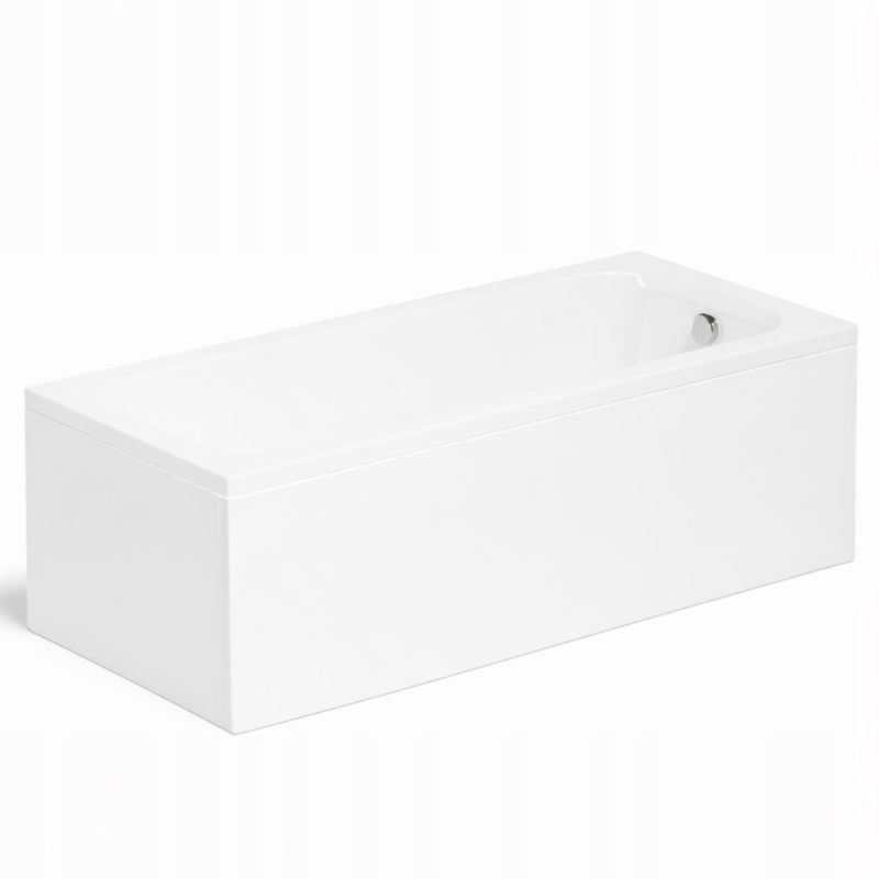 Akryl Badekar Rektangulært 160x70 cm Hvid med Forklæde og Afløbssæt