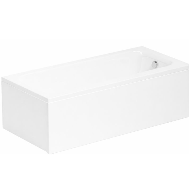 Rektangulært Badekar 180x75 cm Hvid Akryl med Beklædning og Afløbssæt