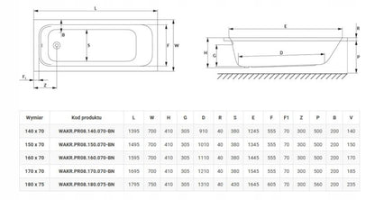 Rektangulært Badekar 180x75 cm Hvid Akryl med Beklædning og Afløbssæt