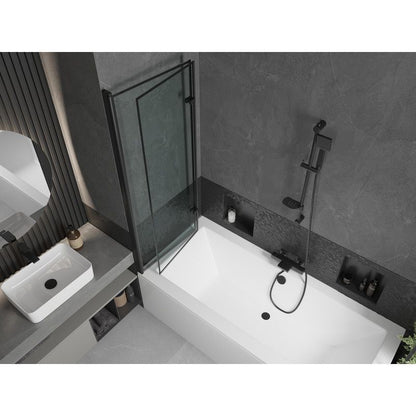 Rektangulært badekar Mexen Cube 170 x 80 cm med frontpanel og 2-fløjet brusevæg 120 cm sort mønster, 1 sæt